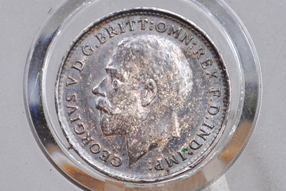 1918 Britain 3 Pence Silver - Uncirculated, Toned - Great Britain Silver Threepence 1918 - George V - Higher Grade