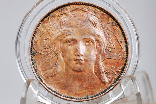 1906 Milan International Exposition Bronze 20 Centesimi Token - 1906 Italy 20 Centesimi Special Issue; Beautiful and Rare Token