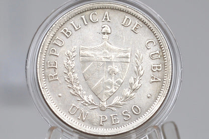 Rarer 1932 Cuba Un Peso - VF/XF Condition - First Republic of Cuba - Cuban Coins -