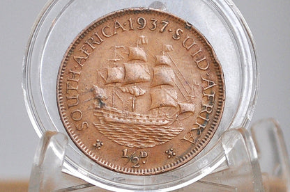 Rarer 1937 South Africa 1/2 Penny UK Issue - Very Fine Condition - 628,000 Mintage - George VI - Great Coin for a Collection -