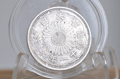 1936 Japan Silver 50 Sen - Great Condition - Japanese Silver Coin - Showa Japan Coin -