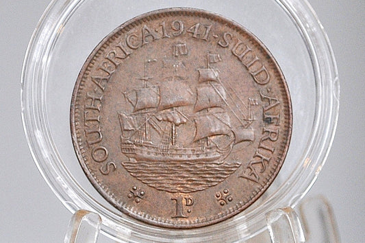 1941 South Africa 1 Penny UK Issue - Great Condition - George VI - Great Coin for a Collection -