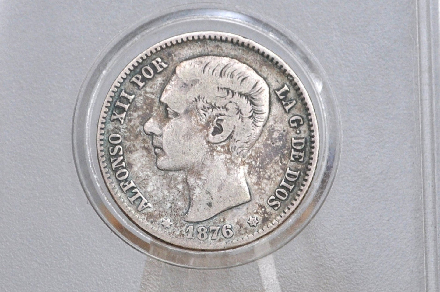 1876 Silver Spain 1 Peseta - Great Condition - Spanish Silver Peseta Coin 1876 - Alfonso XII -