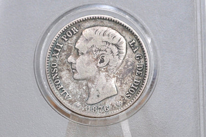 1876 Silver Spain 1 Peseta - Great Condition - Spanish Silver Peseta Coin 1876 - Alfonso XII -
