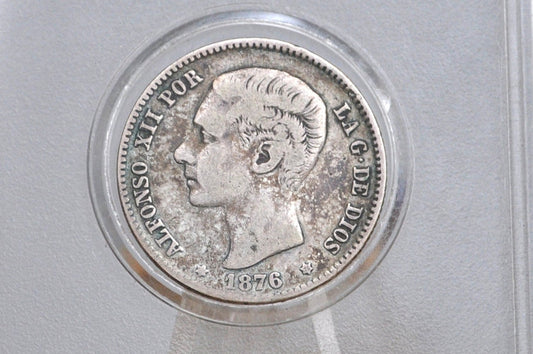 1876 Silver Spain 1 Peseta - Great Condition - Spanish Silver Peseta Coin 1876 - Alfonso XII -