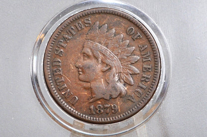 1879 Indian Head Penny - VF Grade / Condition with a mark on reverse - Great Date - Indian Head Cent 1879 -