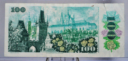 1989 Czechoslovakia 100 Korun Banknote - Short Lived Note - Gottwald Type - 1989 Czechoslovakia State Bank One Hundred Korun Note - P#97