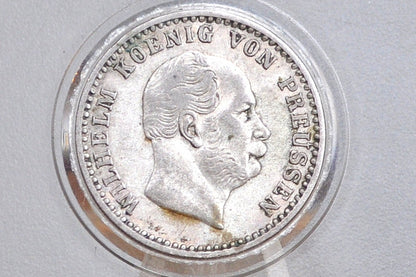 1863 Silver Prussian 2 1/2 Silber Groschen Coin - XF Condition - William I - .375 SIlver -