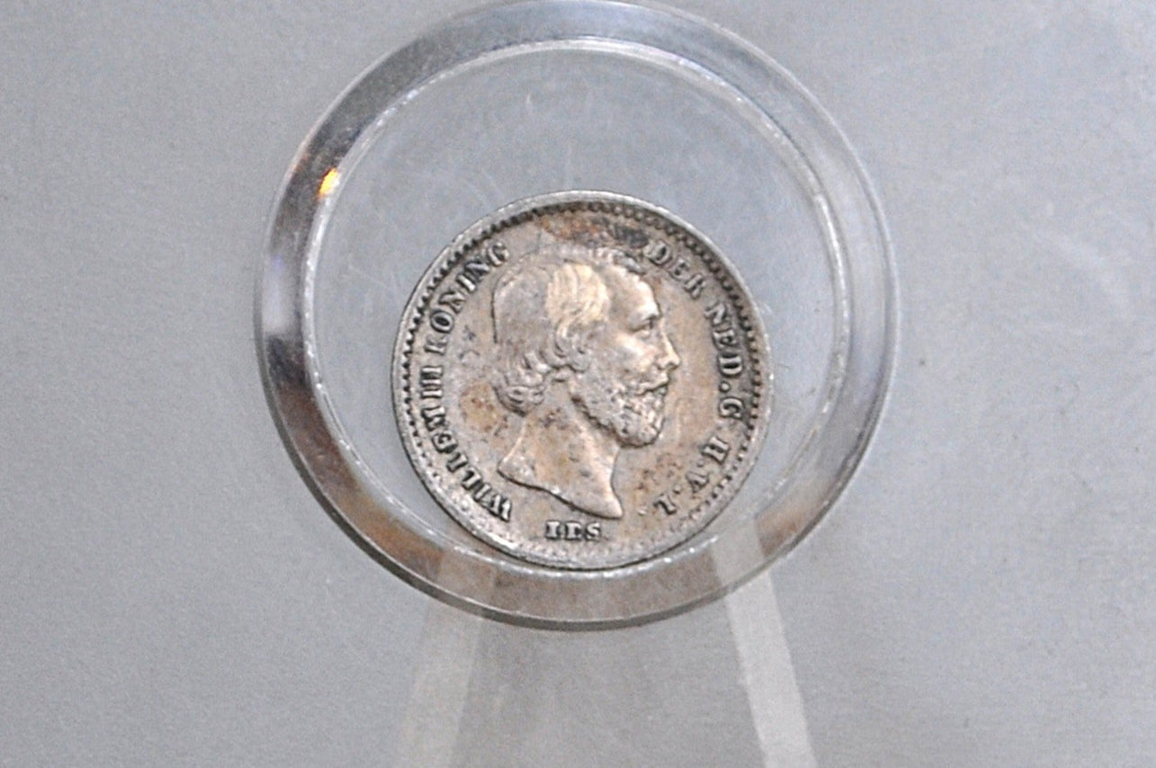 1863 Silver Netherlands 5 Cent - VF/XF Grade - William III - Old Netherlands Coin, Super Cool -