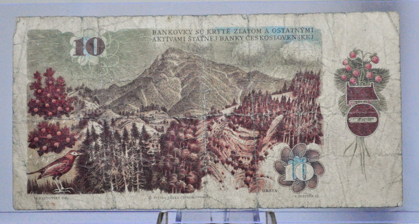 1986 Czechoslovakia 10 Korun Banknote - Choice of Series Prefix - 1986 Czechoslovakia State Bank Ten Korun Note - P#94a-c