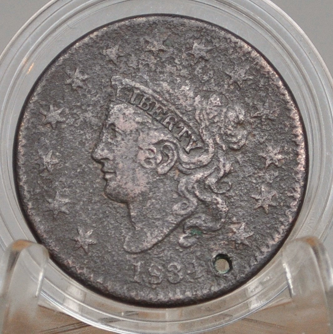 1834 Matron Head Liberty Head Large Cent Small 8, Large Stars, Medium Letters VF Details Environmental