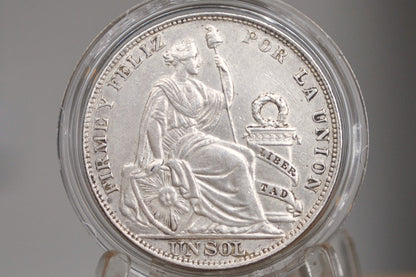 1914 Peru Silver Un Sol - Great Condition - 1914 1 Sol Peru Silver Un Sol 1914 TF Republica Peruana Lima