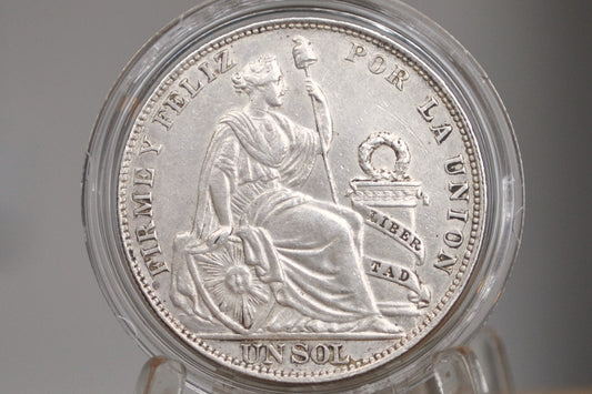 1914 Peru Silver Un Sol - Great Condition - 1914 1 Sol Peru Silver Un Sol 1914 TF Republica Peruana Lima