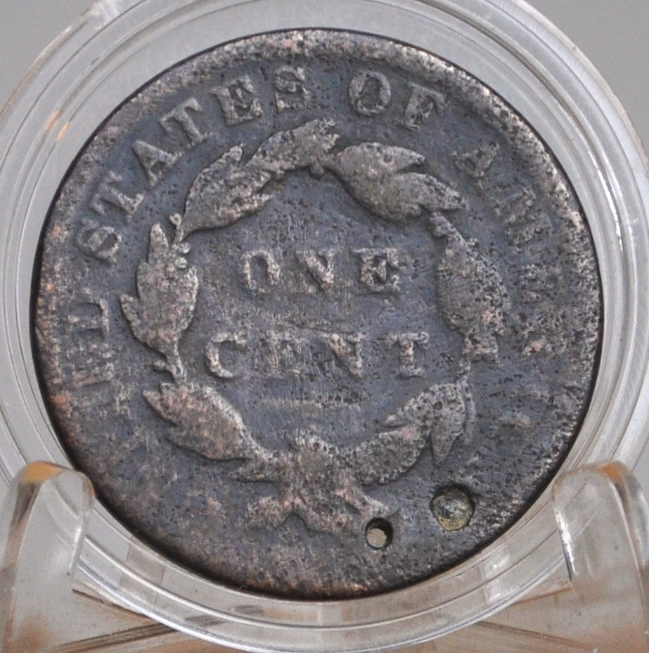 1834 Matron Head Liberty Head Large Cent Small 8, Large Stars, Medium Letters AG/G Holed for Jewelry