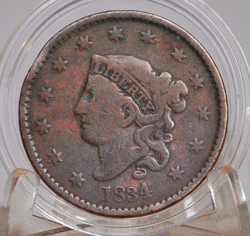 1834 Matron Head Liberty Head Large Cent Large 8, Small Stars, Medium Letters VG/VG+