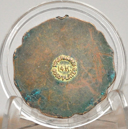 1930s, Great Seal State of New Jersey MDCCLXXVI 14k Gold Plated Medallion - 14k Gold Plated NJ Seal of the State Keepsake Token