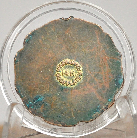 1930s, Great Seal State of New Jersey MDCCLXXVI 14k Gold Plated Medallion - 14k Gold Plated NJ Seal of the State Keepsake Token