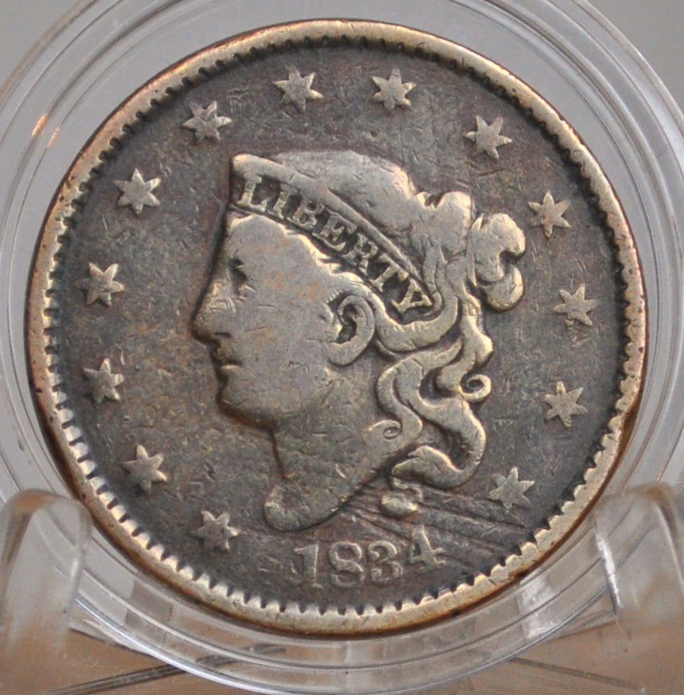 1834 Matron Head Liberty Head Large Cent Large 8, Small Stars, Medium Letters VG/VG+