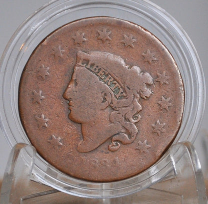 1834 Matron Head Liberty Head Large Cent Small 8, Large Stars, Medium Letters GOOD
