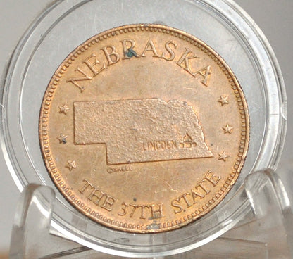 Nebraska, The Thirty-Seventh State Commemorative Token - 1867, The Cornhusker State Commemorative State Coin