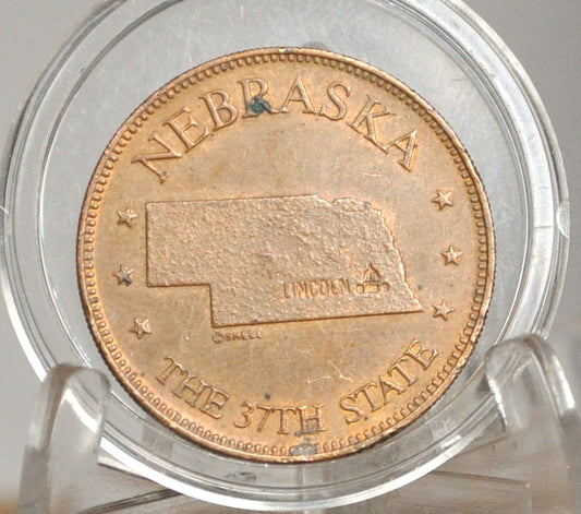 Nebraska, The Thirty-Seventh State Commemorative Token - 1867, The Cornhusker State Commemorative State Coin