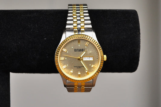 Stunning Gitano Gold and Silver Tone Day & Date Indicator Analog Watch - Working - Expansion Band - Water Resistant