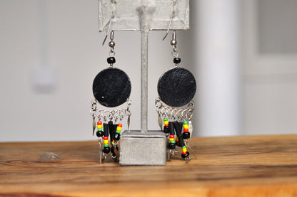 Amazing Native American Charm Earrings - Dreamcatcher Earrings - Sacred Buffalo - Rastafari Colors