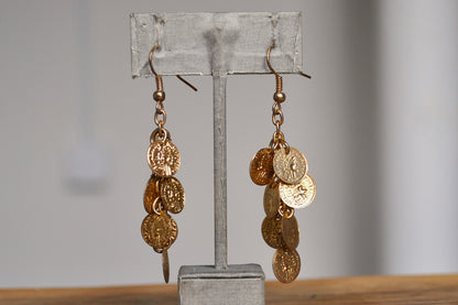 Shining Francais Republique Hammered Gold Coin Earrings - Coin Jewelry - Napoleon Coin Earrings