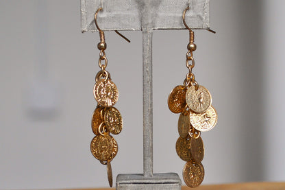 Shining Francais Republique Hammered Gold Coin Earrings - Coin Jewelry - Napoleon Coin Earrings
