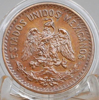 1921 Mexico 10 Centavos with Die Cracks Die Blob and Rim Doubling High AU Large Copper