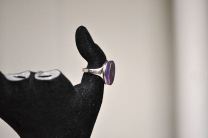 Beautiful Wampum Sterling Silver Skinny Oval Amethyst Ring - Size 5.5 - Wampum Jewelry - Native American Jewelry