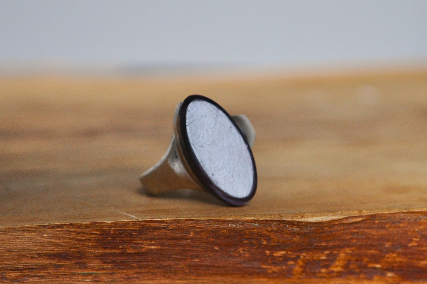 Beautiful Wampum Sterling Silver Skinny Oval Amethyst Ring - Size 5.5 - Wampum Jewelry - Native American Jewelry