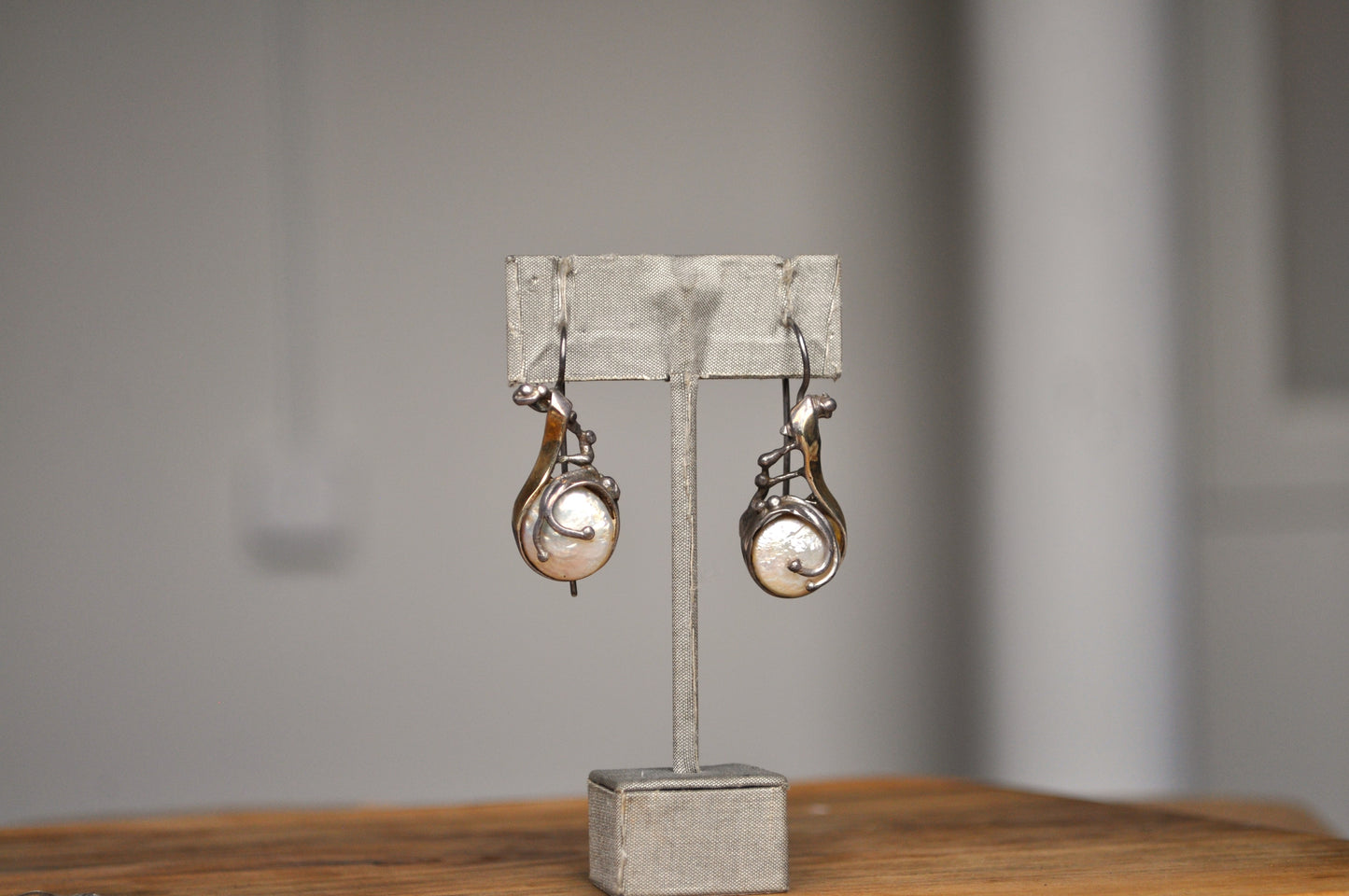 Unique 14K Accent Sterling Silver Moonstone Teardrop Earrings - Stamped 14K & 925 - Pin Earrings - Uniquely Soldered