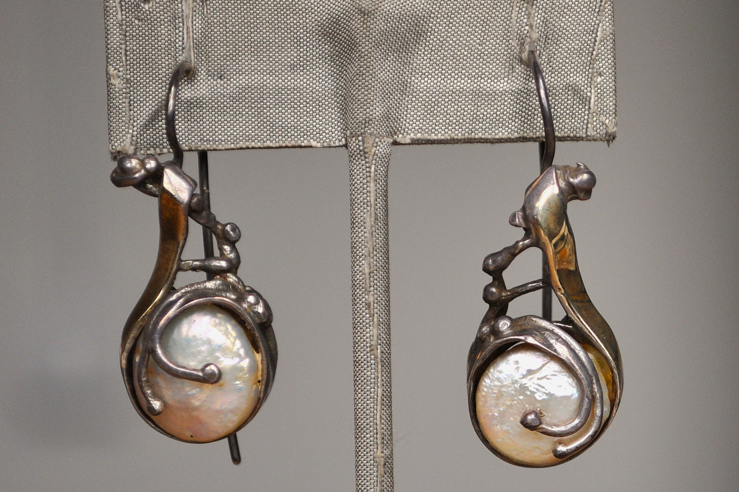 Unique 14K Accent Sterling Silver Moonstone Teardrop Earrings - Stamped 14K & 925 - Pin Earrings - Uniquely Soldered