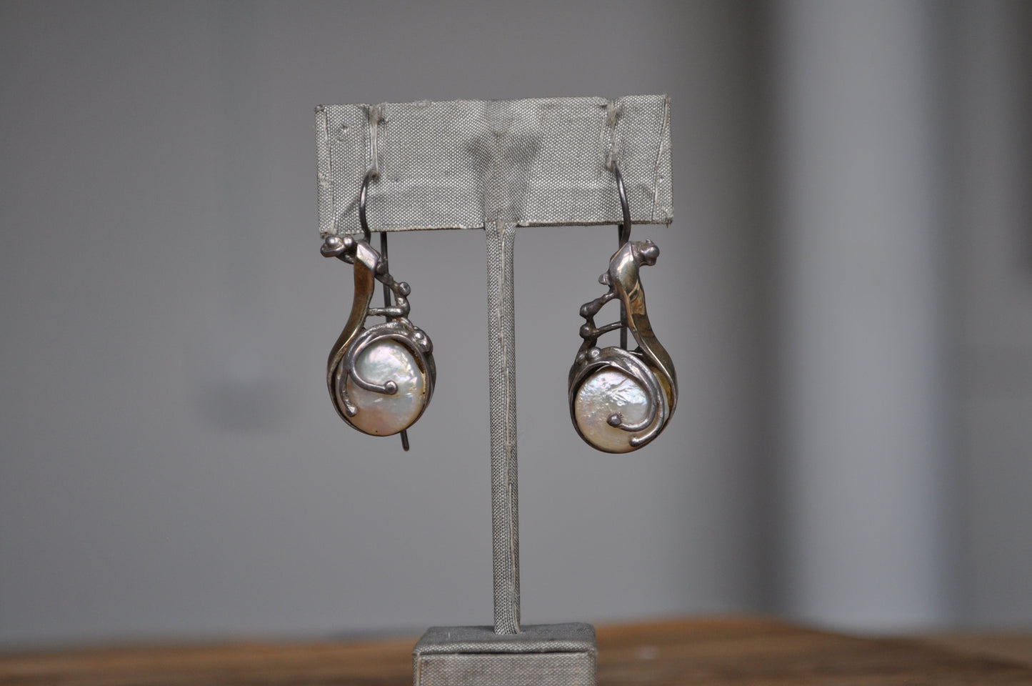 Unique 14K Accent Sterling Silver Moonstone Teardrop Earrings - Stamped 14K & 925 - Pin Earrings - Uniquely Soldered