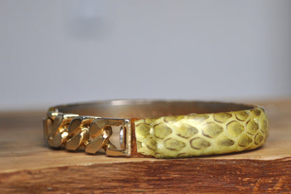 Scarce 24K Gold Plated Snake Skin Hook Cuff Bangle - Snake Skin Bracelet - Gold Plated Snake Jewelry