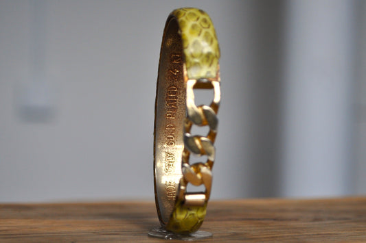 Scarce 24K Gold Plated Snake Skin Hook Cuff Bangle - Snake Skin Bracelet - Gold Plated Snake Jewelry