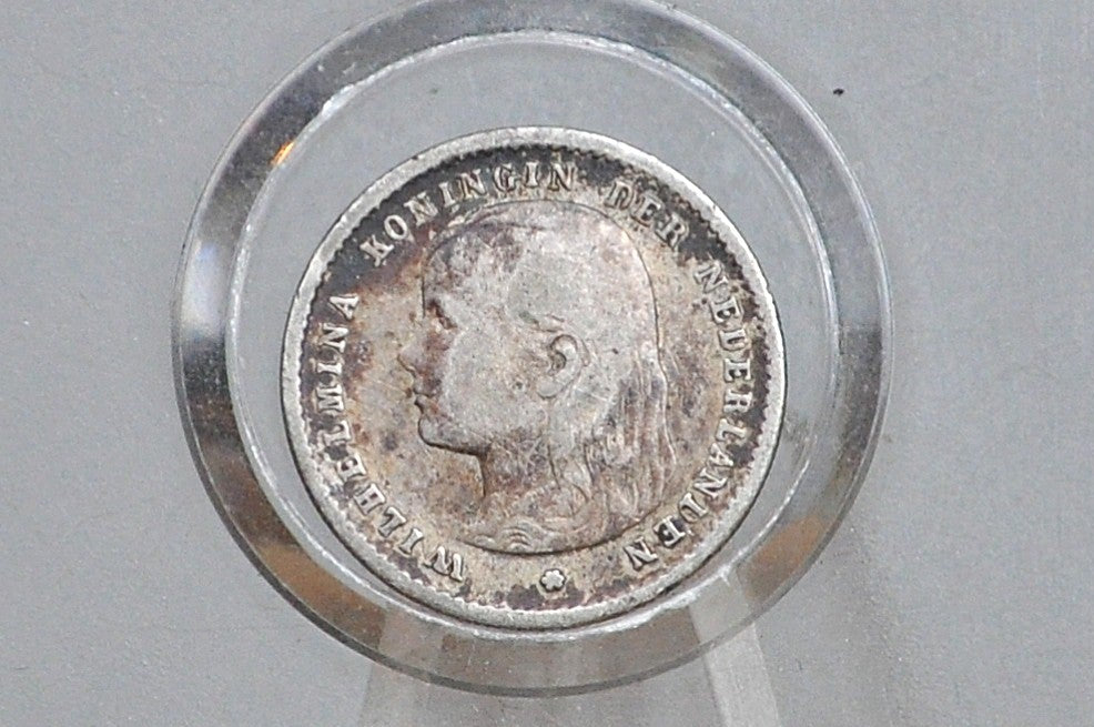 1897 Silver Netherlands 10 Cent - F/VF Condition - Wilhelmina - Old Netherlands Coin, Super Cool -