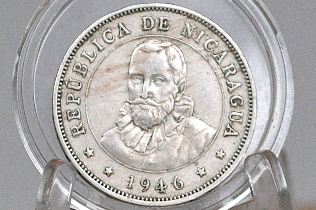 Rare 1946 Nicaragua 50 Centavos - AU Condition - Only 500,000 Minted - Fifty Centavos de Cordoba Coin 1946 Nicaragua