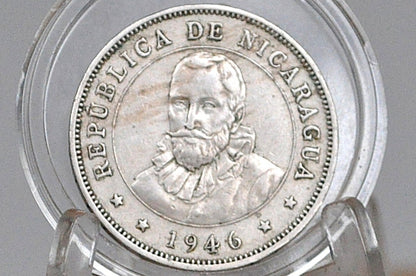 Rare 1946 Nicaragua 50 Centavos - AU Condition - Only 500,000 Minted - Fifty Centavos de Cordoba Coin 1946 Nicaragua