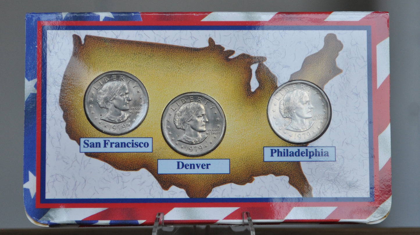1979 United States Susan B. Anthony Dollar Mint Set - Denver Mint, Philadelphia Mint - 1979 US Dollar Coins Mint Set -