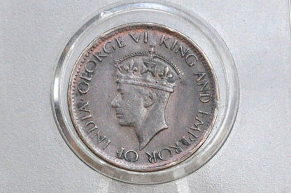 1943 Ceylon One Cent - XF Condition - King George VI - UK One Pence 1943 Sri Lanka -