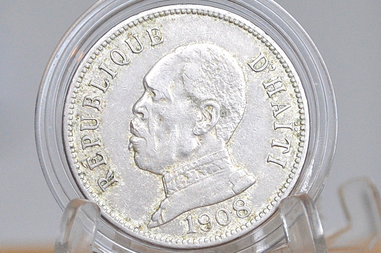 Rare 1908 Haiti 50 Centimes - XF Condition - Low Mintage, Only 800,000 Made - Haiti 50 Cent 1908 -