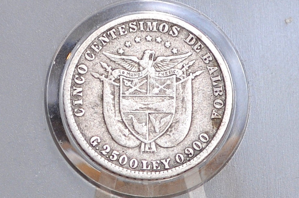Rarer 1904 Panama 5 Centesimos  - Fine Condition - Only 1,500,000 Made 1904 Panama 5 Cent Balboa (Copy)
