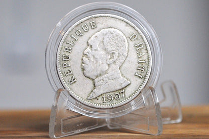 Rarer 1907 Haiti 50 Centimes - VF Condition -First Republic of Haiti - Haiti 50 Cent 1907 -
