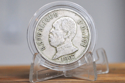 Rarer 1907 Haiti 50 Centimes - VF Condition -First Republic of Haiti - Haiti 50 Cent 1907 -