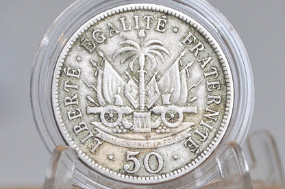 Rarer 1907 Haiti 50 Centimes - VF Condition -First Republic of Haiti - Haiti 50 Cent 1907 -
