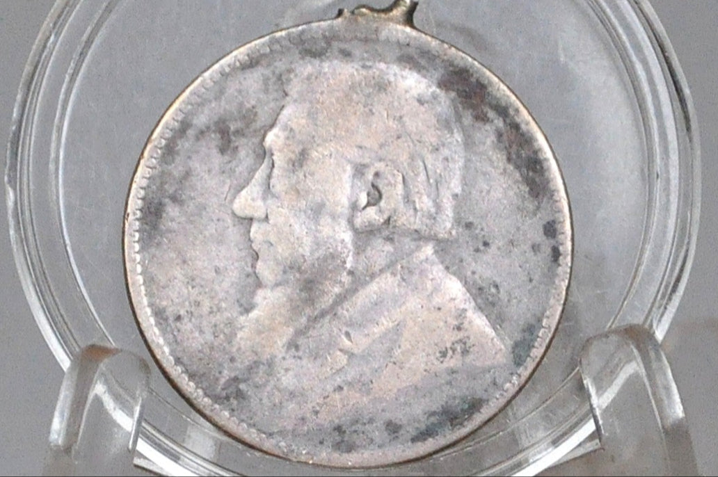 Rare 1894 Silver South Africa 1 Shillings - Great Condition, Pendant Loop - Sterling Silver - South Africa Republic Z.A.R. Pond -