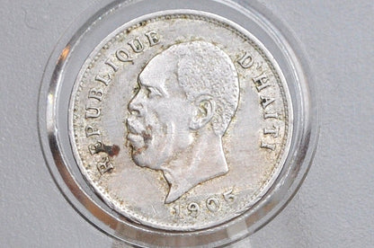 Rarer 1905 Haiti 5 Centimes - XF Condition - First Republic of Haiti - Haiti 5 Cent 1907 -