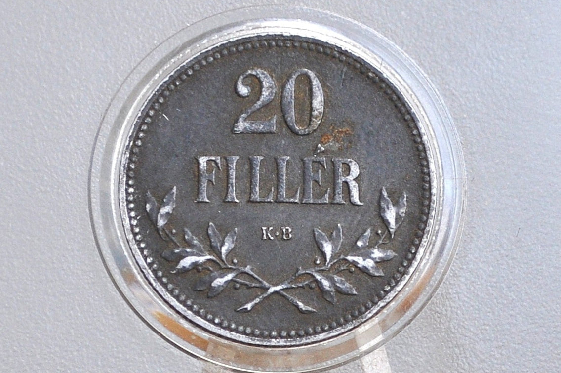 1918 Hungary 20 Filler - XF Condition, Awesome Design - Crown of St. Stephen - Charles IV -